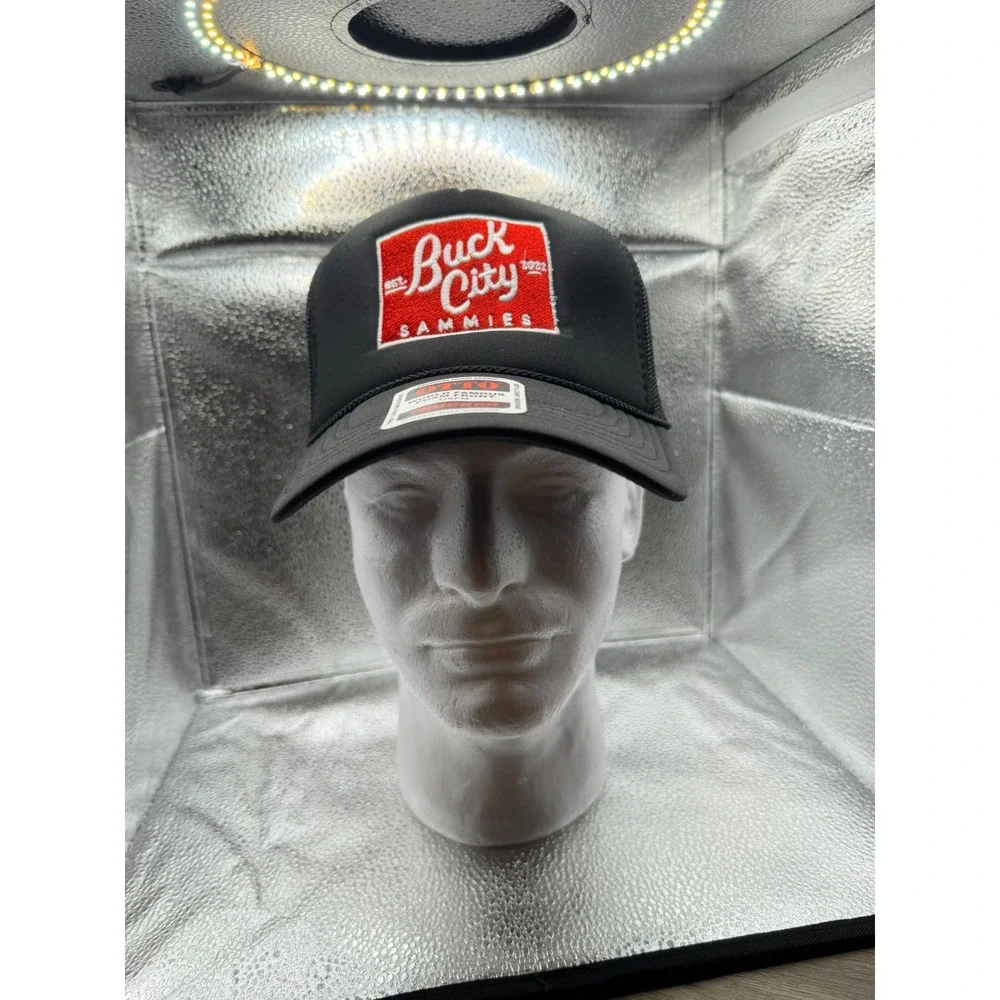 Buck City Sammies Otto Trucker Hat Black Foam Mesh Snapback Cap OSFM